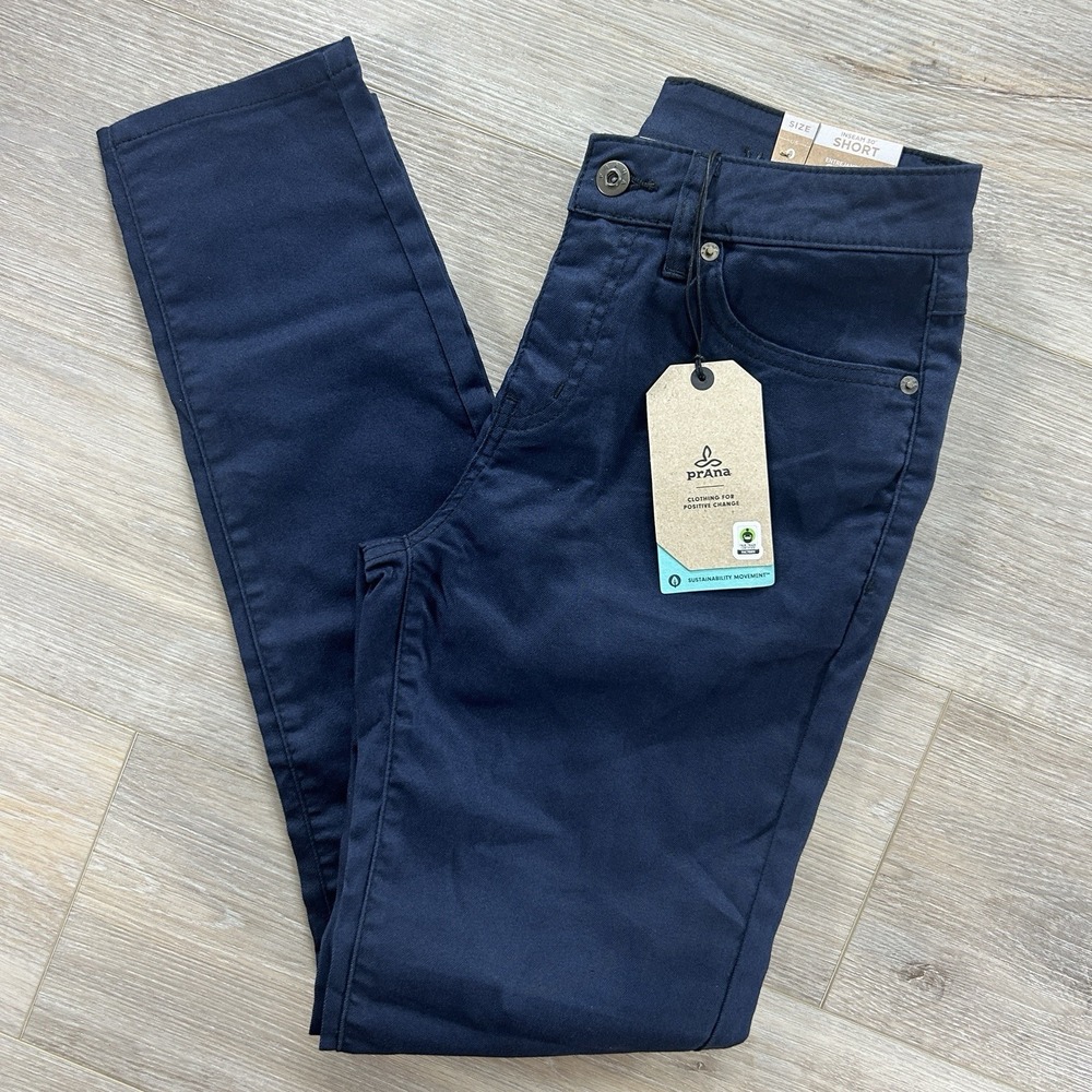 NEW PrAna 0 Short Kayla High Rise‎ Jeans Womens 25x30 Indie Blue Stretch Denim